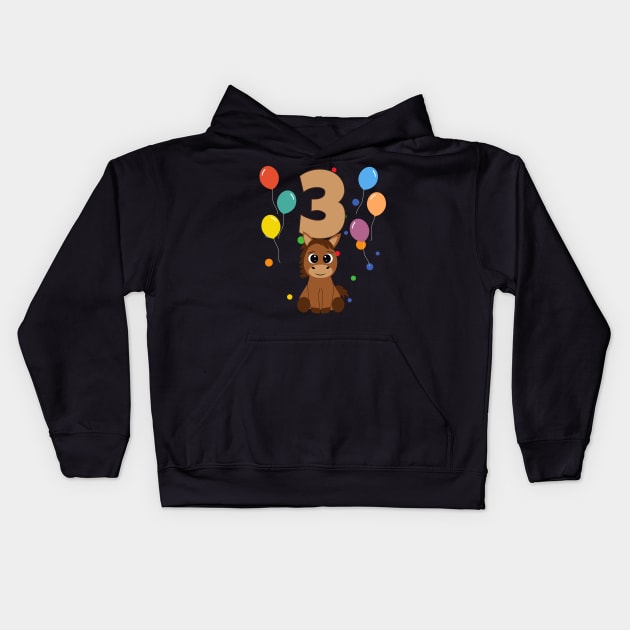 3rd Birthday Children's Birthday 3 Years Horse Kids Hoodie by Schwarzweiss